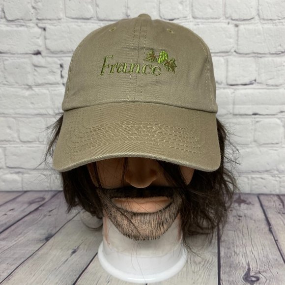 Dad Hat Cap Strap Back Light Brown France Embroidered Cotton One Size Fit Most - Picture 1 of 8